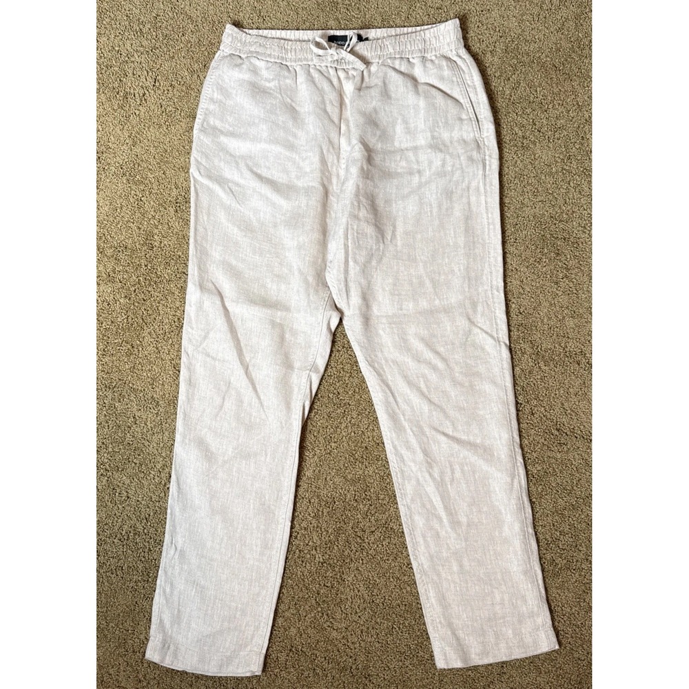 Rodd & Gunn Linen Resort Pants Mens Large Oatmeal Jogger Elastic Waist Casual